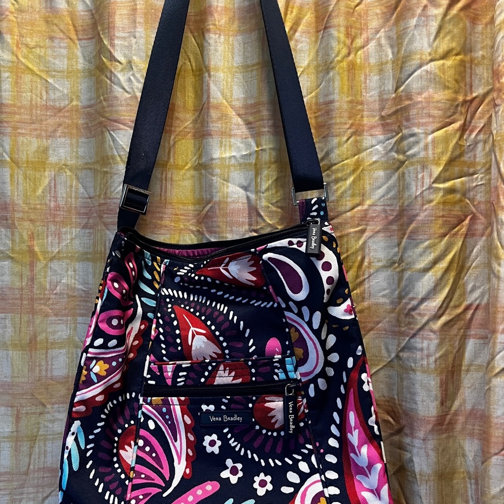 Vera Bradley Black and Pink Paisley Shoulder Bag